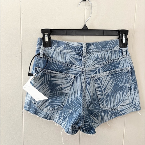 Current Elliot leaf print denim high rise button fly shorts size 23 new - Picture 5 of 6
